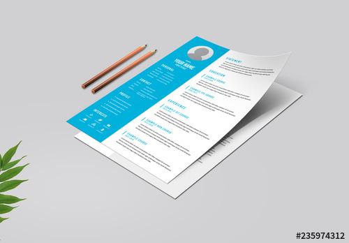 Resume Layout with Blue Sidebar - 235974312 - 235974312