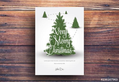 Christmas Card Layout with Christmas Trees - 236167963 - 236167963