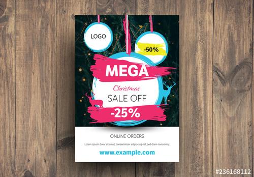 Christmas Sale Advertisement with Paint Stroke Elements - 236168112 - 236168112