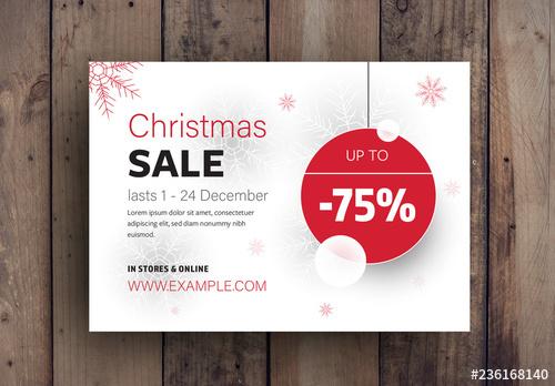 Christmas Sale Advertisement with Snowflake Elements - 236168140 - 236168140