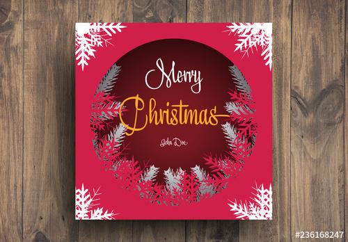 Christmas Card Layout with Snowflake Elements - 236168247 - 236168247