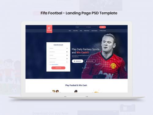 Fifa Football Fantasy Landing Page PSD Template - fifa-football-fantasy-landing-page-psd-template