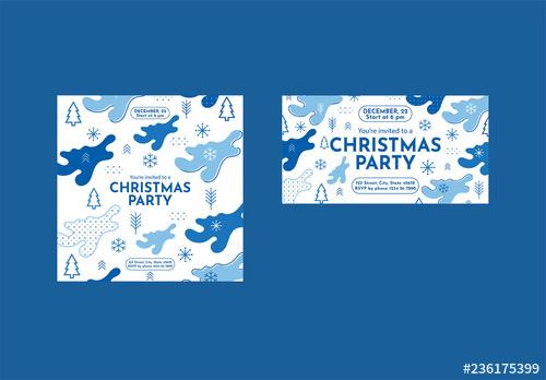 Christmas Social Media Feed Layout with Snowflake and Christmas Tree Elements - 236175399 - 236175399