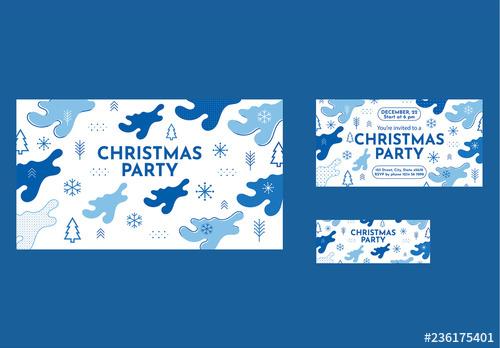 Christmas Social Media Cover and Post Layout with Snowflake and Christmas Tree Elements - 236175401 - 236175401