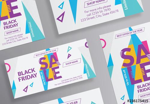 Sale Flyer Layout with Colored Triangle Elements - 236175415 - 236175415