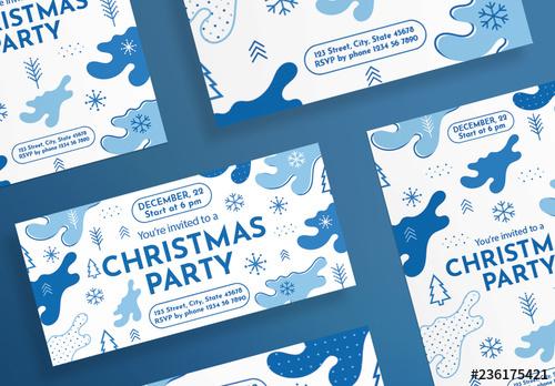 Christmas Flyer Layout with Snowflake and Christmas Tree Elements - 236175421 - 236175421