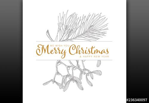 Christmas Card Layout with Handdrawn Illustrations - 236340097 - 236340097