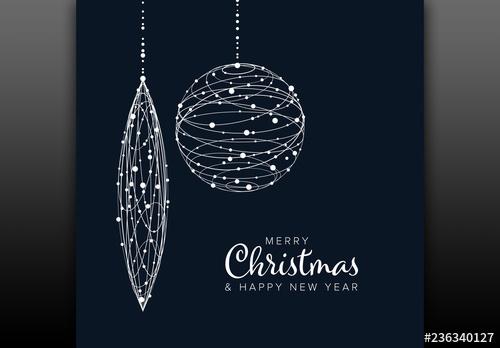 Christmas Card Layout with Ornaments - 236340127 - 236340127