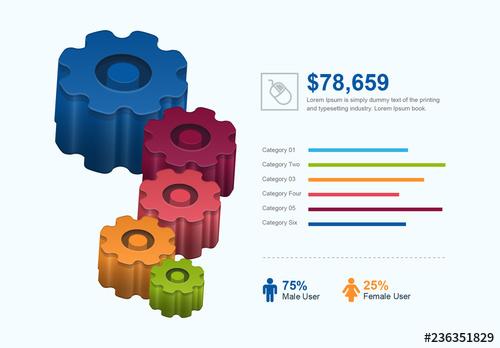 3D Gear Infographic Layout - 236351829 - 236351829