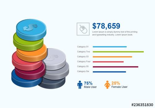 3D Coin Infographic Layout - 236351830 - 236351830