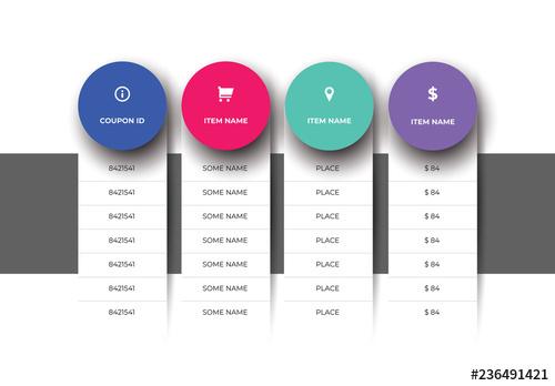 Infographic Table Layout with Multicolored Circles - 236491421 - 236491421