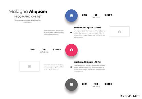 Timeline Infographic Layout with Photo Placeholders - 236491465 - 236491465