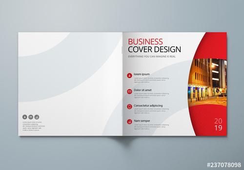 Square Business Report Cover Layout with Circle Elements - 237078098 - 237078098