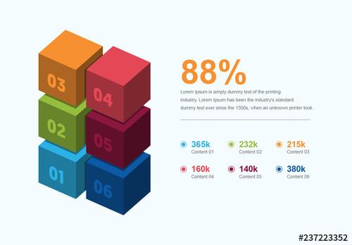 Infographic Layout with Multicolored Cube Elements - 237223352 - 237223352