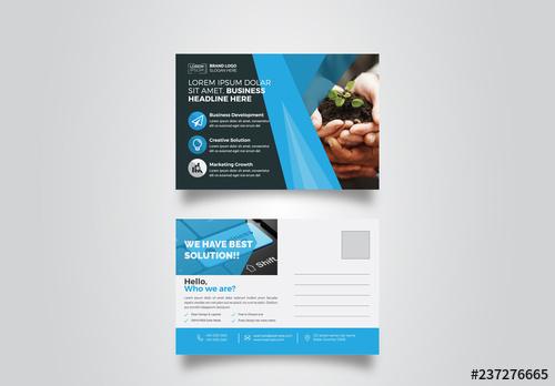 Postcard Layout with Blue Accents - 237276665 - 237276665