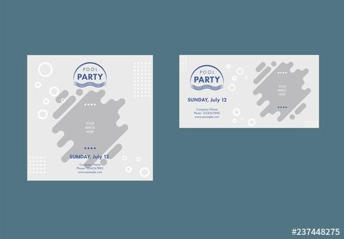 Pool Party Social Media Feed Layouts with Wave and Bubble Elements - 237448275 - 237448275