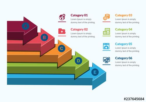 3D Arrow 5 Step Infographic Layout - 237645684 - 237645684