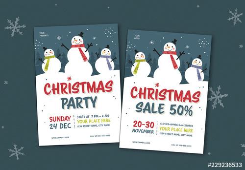 Christmas Party & Sale Flyer Layout Set - 229236533 - 229236533