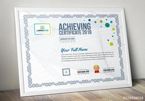 Certificate of Achievement Layout with Blue and Green Elements - 229258018 - 229258018