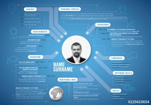 Blue Resume Layout with Circuit Lines - 229410654 - 229410654