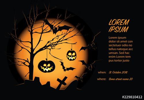 Black and Orange Halloween Card Layout - 229810412 - 229810412