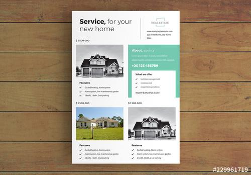 Real Estate Flyer Layout with Teal Accents - 229961719 - 229961719