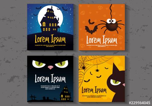 Square Illustrated Halloween Banner Layouts - 229984045 - 229984045