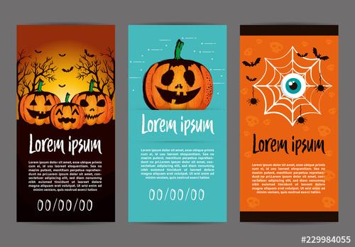 DL Flyer Layouts with Halloween Illustrations - 229984055 - 229984055