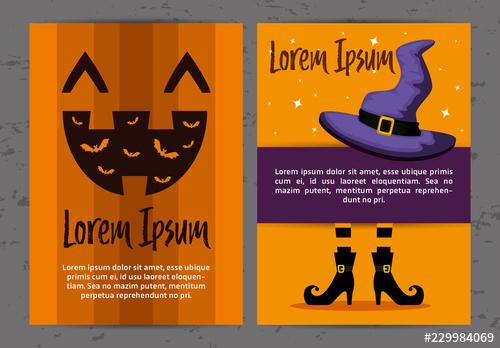 Illustrated Halloween Card Layouts - 229984069 - 229984069