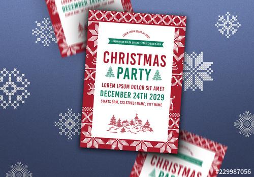 Christmas Party Poster Layout - 229987056 - 229987056