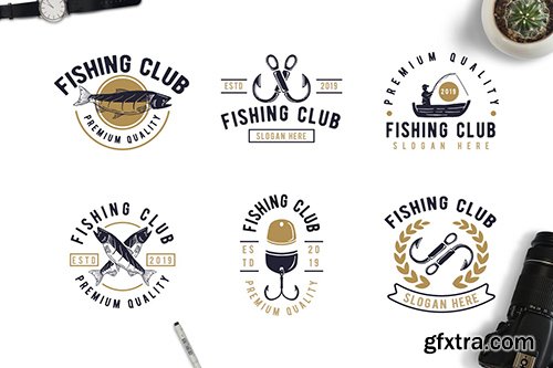 Retro Style Fishing Badge Logos
