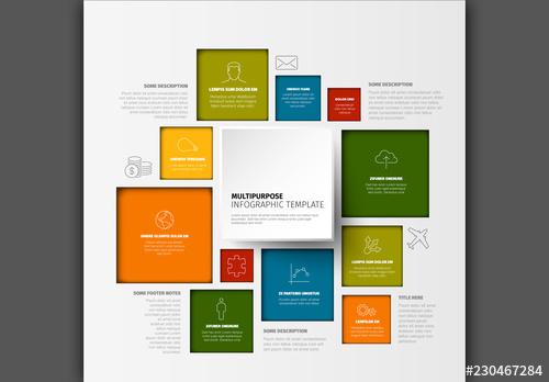 Infographic Layout with Multicolored Boxes - 230467284 - 230467284
