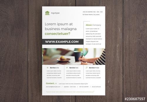 Business Flyer Layout with Green Accents - 230687557 - 230687557