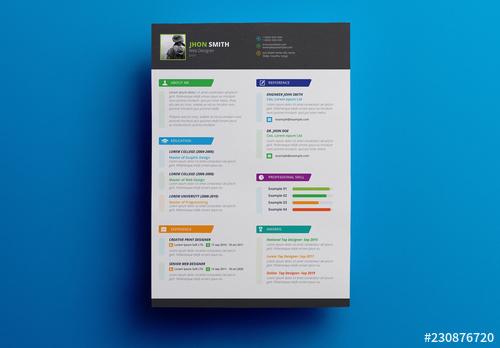 Resume Layout with Gray Header and Footer - 230876720 - 230876720