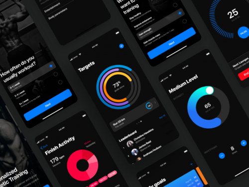 Fitness personal trainer and tracker app dark interface - fitness-personal-trainer-and-tracker-app-dark-interface