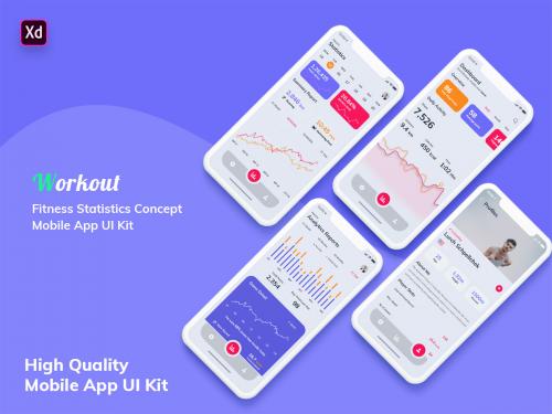 Fitness Statistics Mobile App Light Version (Adobe XD) - fitness-statistics-mobile-app-light-version-adobe-xd