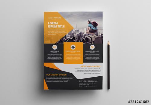 Business Flyer With Orange and Black Accents - 231241662 - 231241662