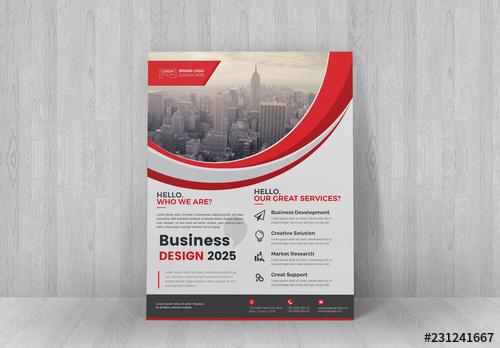 Clean Flyer with Red Stripes - 231241667 - 231241667