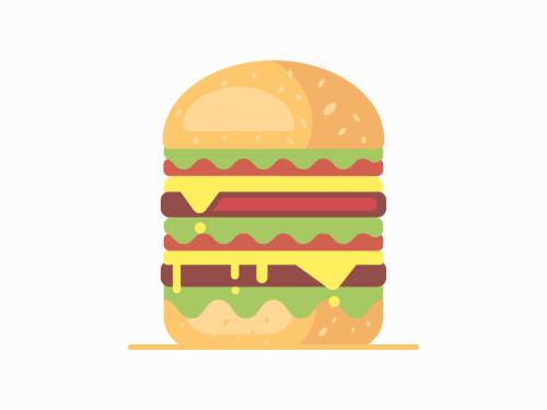 Flat Big Burger Illustration - flat-big-burger-illustration