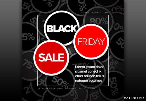 Black Web Advertisement Layout with Red Circular Elements - 231783157 - 231783157