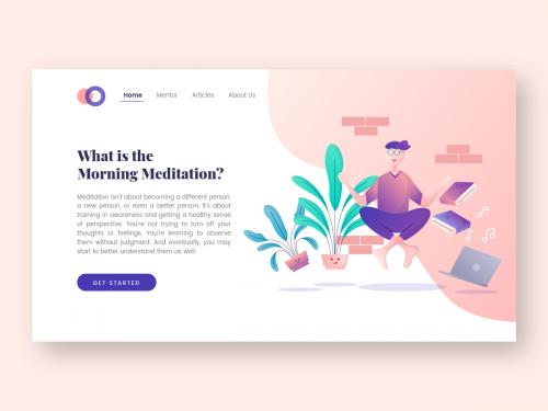 Flat Design Illustration | Meditation Illustration - flat-design-illustration-meditation-illustration