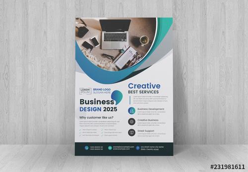 Flyer Layout with Blue Gradient Accents - 231981611 - 231981611