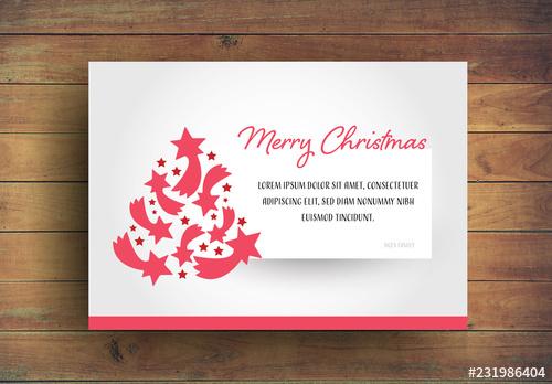 Christmas Card Layout with Red Star Elements - 231986404 - 231986404