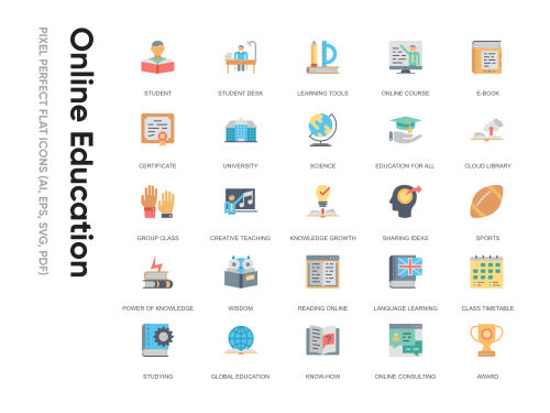 Flat Icon - Online Education - flat-icon-online-education