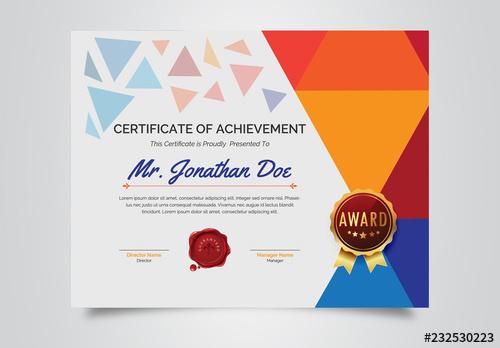 Multicolored Certificate of Achievement Layout - 232530223 - 232530223