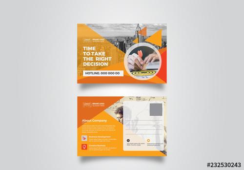 Postcard Layout with Orange Elements - 232530243 - 232530243