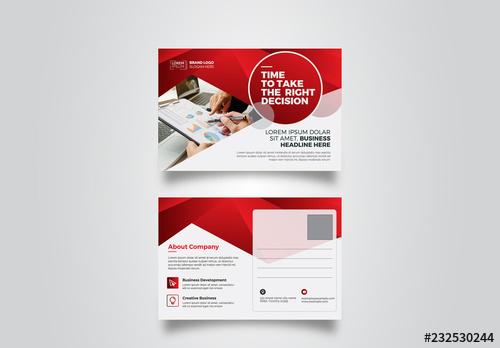 Postcard Layout with Red Gradient Elements - 232530244 - 232530244