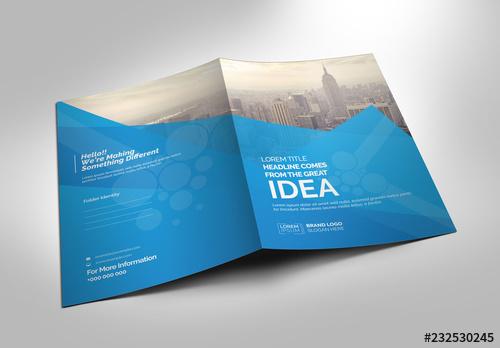 Presentation Folder Layout with Blue Elements - 232530245 - 232530245