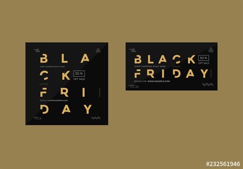 Black Friday Social Media Feed Layouts with Gold Elements - 232561946 - 232561946