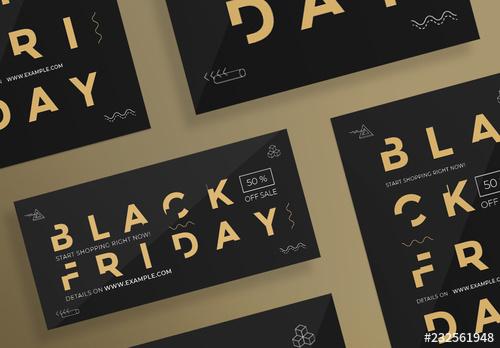 Black Friday Flyer Layouts with Gold Elements - 232561948 - 232561948